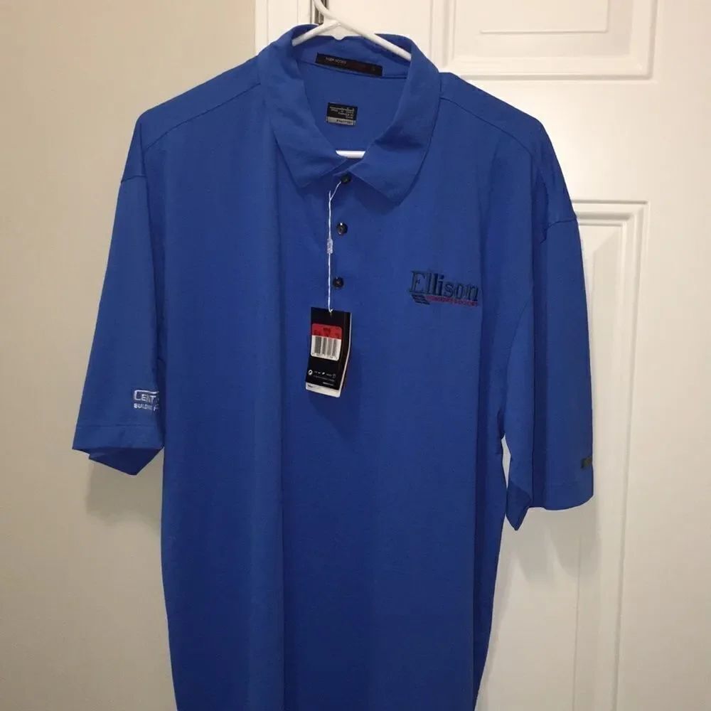 New Royal Blue Tiger Woods Metal Tab golf polo shirt Ellison Windows century